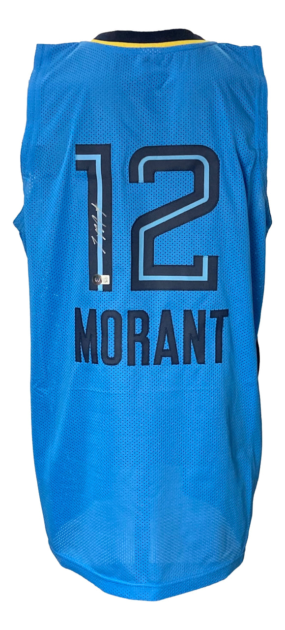 Ja Morant Signed Memphis Light Blue Pro-Style Basketball Jersey BAS Sports Integrity