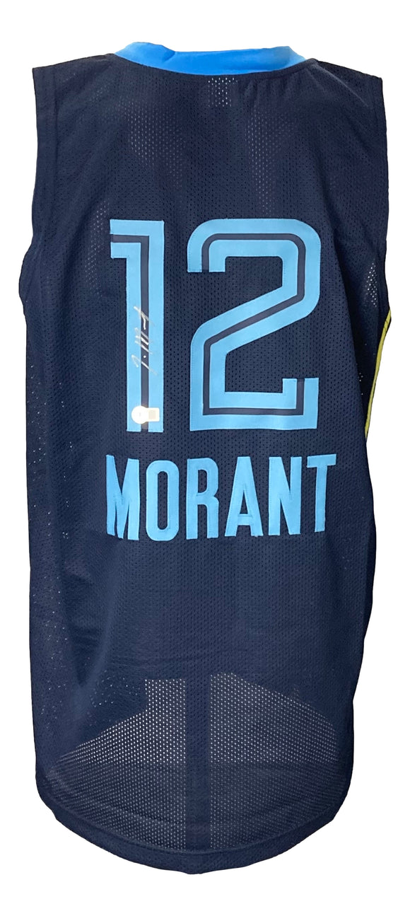 Ja Morant Signed Custom Navy Blue Pro-Style Basketball Jersey BAS Sports Integrity