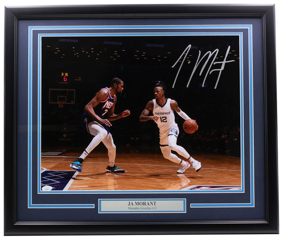 Ja Morant Signed Framed 16x20 Memphis Grizzlies Basketball Photo JSA Sports Integrity