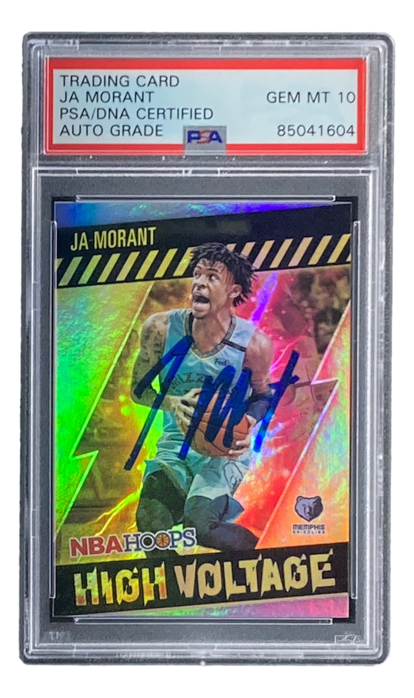 Ja Morant Signed 2020-21 Panini Hoops #5 Grizzlies Trading Card PSA/DNA Gem MT 10 Ja Morant Signed 2020-21 Panini Hoops #5 Grizzlies Trading Card PSA/DNA Gem MT 10