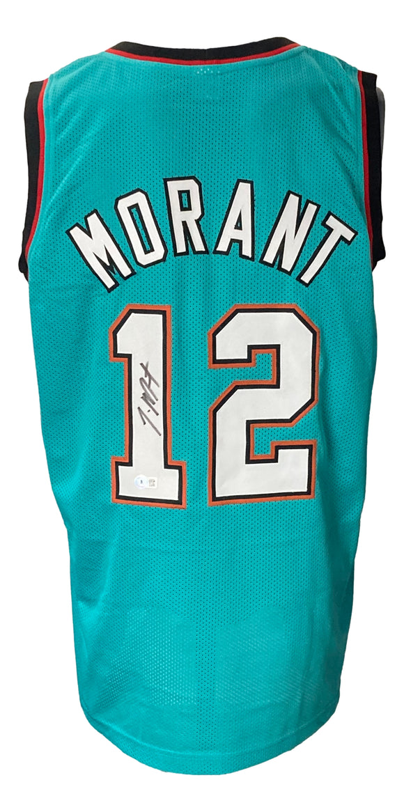 Ja Morant Signed Custom Teal Pro-Style Basketball Jersey BAS Sports Integrity