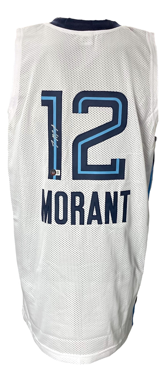 Ja Morant Signed Custom White Pro-Style Basketball Jersey BAS Sports Integrity