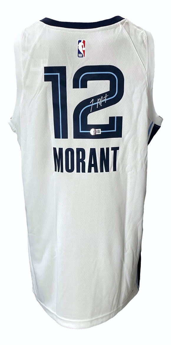 Ja Morant Signed Memphis Grizzlies White Nike Swingman Jersey BAS Sports Integrity