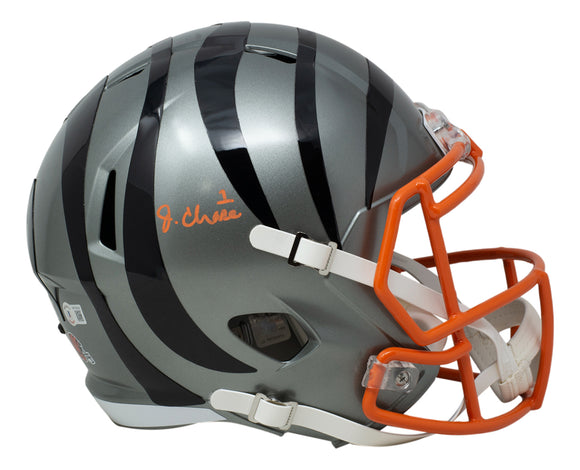 Ja'Marr Chase Cincinnati Bengals Signed Full Size Speed Replica Flash Helmet BAS
