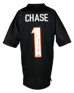 Ja'Marr Chase Signed Custom Black Pro Style Football Jersey BAS
