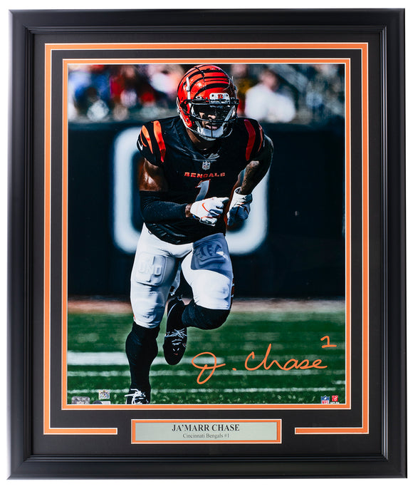 Ja'Marr Chase Signed Framed 16x20 Cincinnati Bengals Photo BAS ITP Sports Integrity