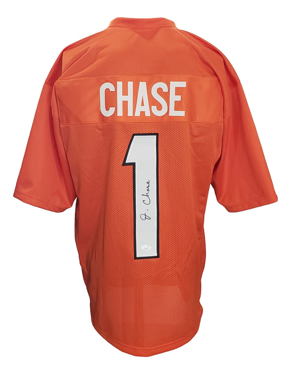 Ja'Marr Chase Signed Custom Orange Pro-Style Football Jersey JSA SD