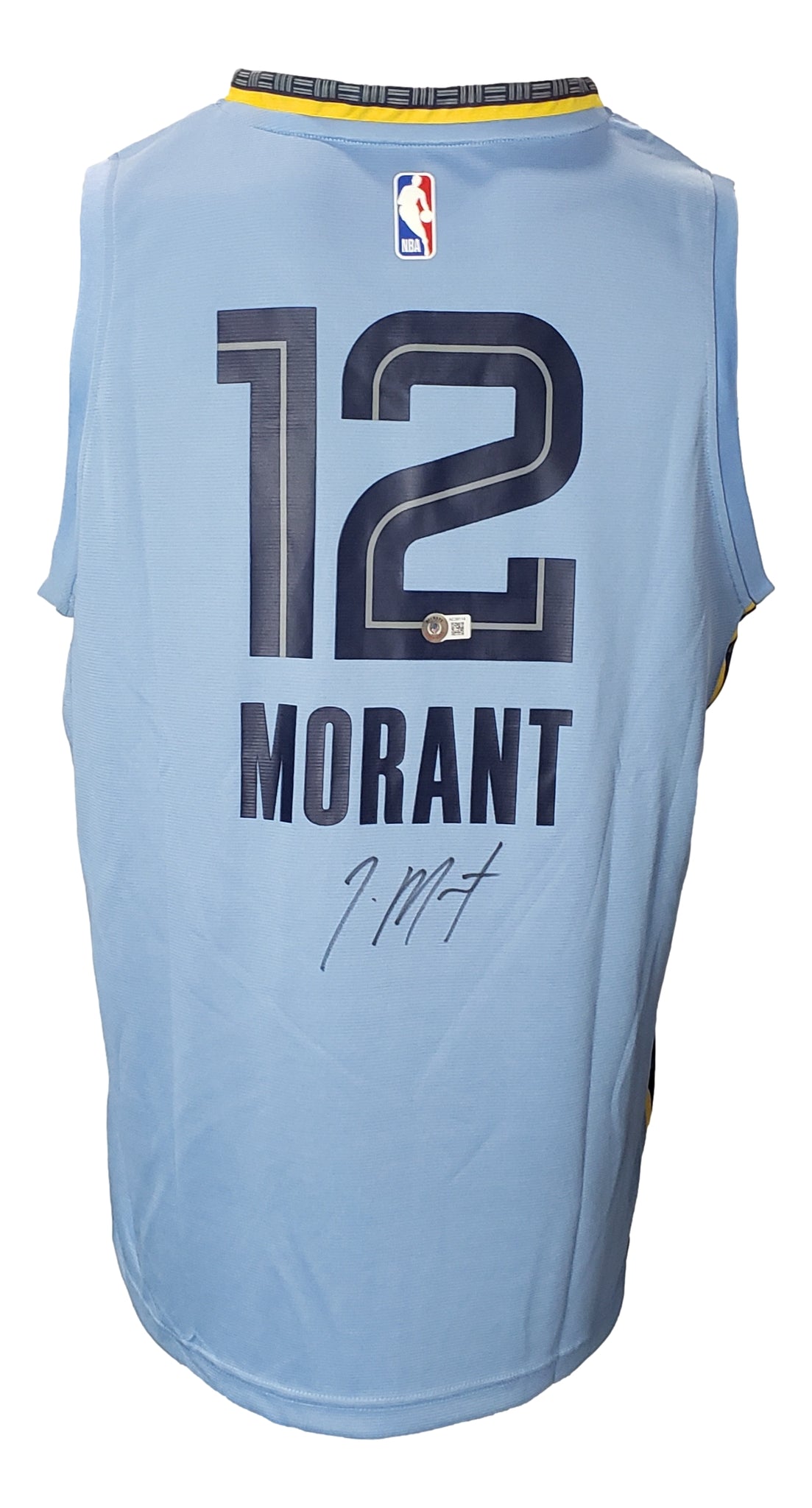 Ja Morant Signed Framed Custom Light Blue Pro-Style Basketball