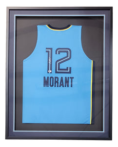 Ja Morant Signed Framed Custom Light Blue Pro-Style Basketball Jersey BAS Sports Integrity
