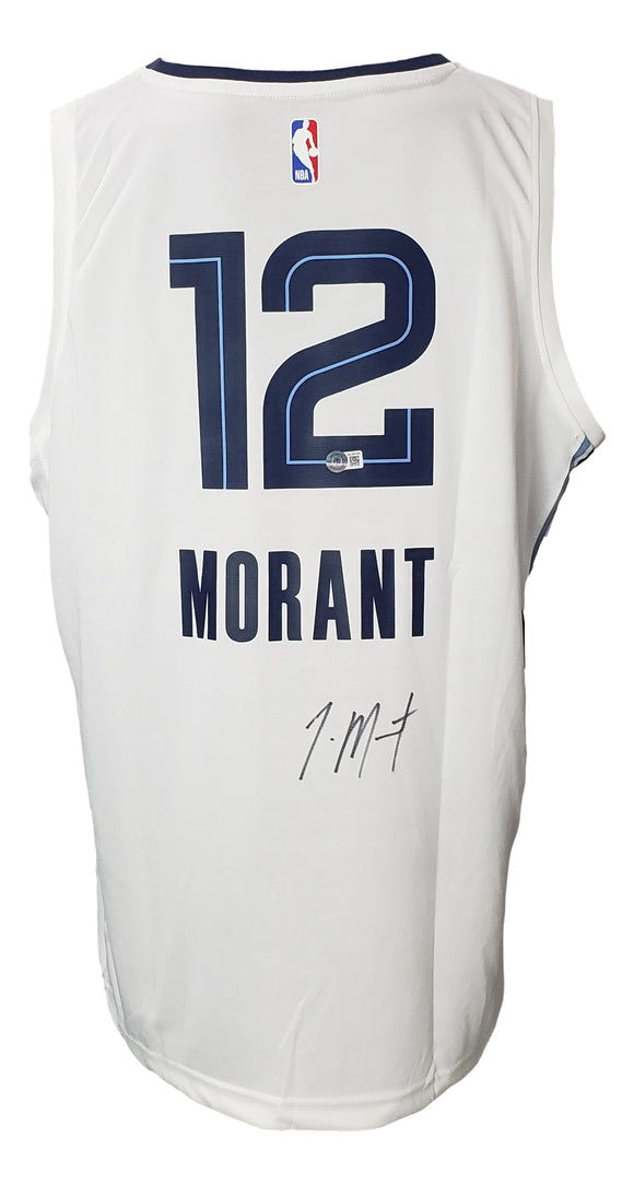 Ja Morant Signed Memphis Grizzlies White Fanatics Basketball XL Jersey BAS Sports Integrity