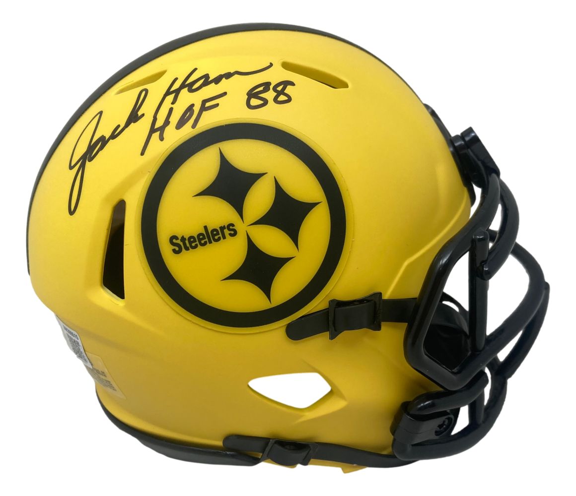 cheap minature pittsburg steelers football helmets Jack Ham Signed Pittsburgh Steelers Rave Mini Speed Helmet HOF 88 BAS