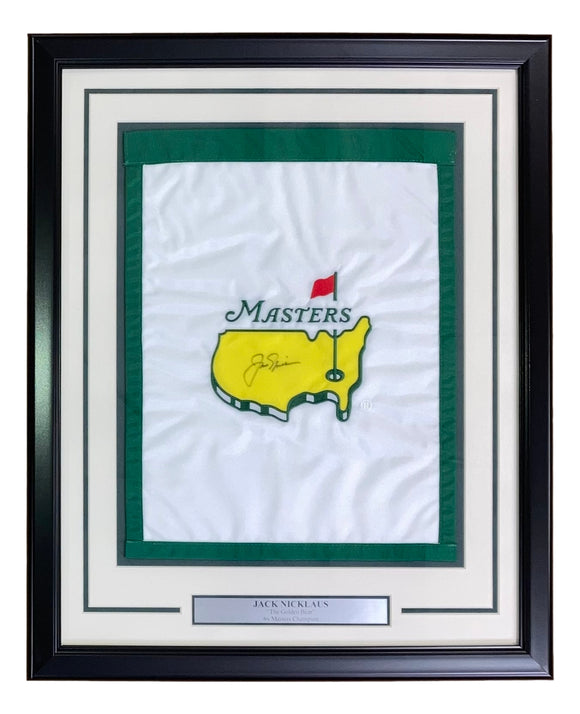 Jack Nicklaus Signed Framed Masters Golf Flag BAS AC22577