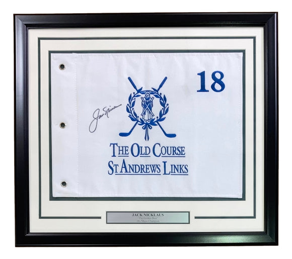 Jack Nicklaus Signed Framed St Andrews The Old Course Golf Flag BAS AC22599