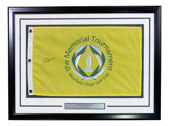 Jack Nicklaus Signed Framed The Memorial Tournament Golf Flag BAS AC22602