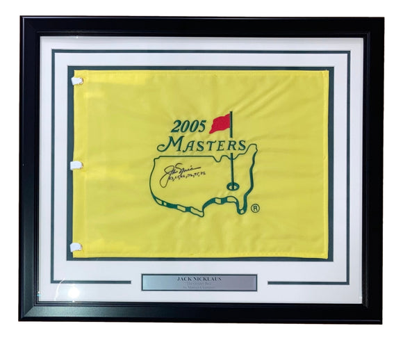 Jack Nicklaus Signed Framed Masters Golf Flag w/ Years BAS AC22579 Sports Integrity