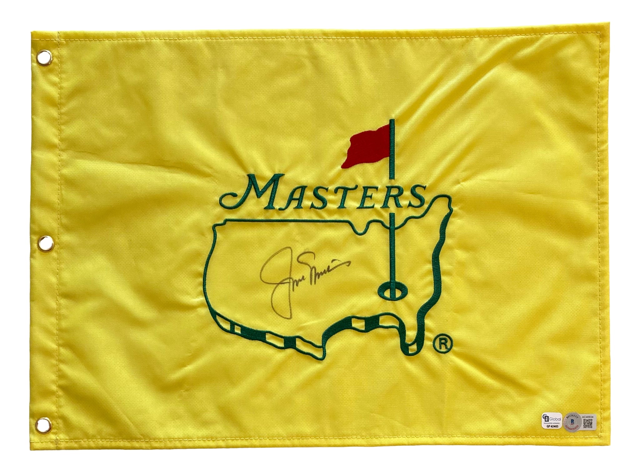 Jack Nicklaus Signed Undated Masters Golf Flag BAS AC40934 Sports