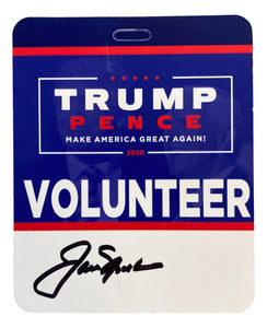 Jack Nicklaus Signed 3x5 President Donald Trump Volunteer Badge BAS AC40930
