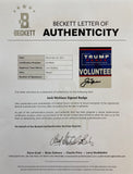 Jack Nicklaus Signed 3x5 President Donald Trump Volunteer Badge BAS AC40930