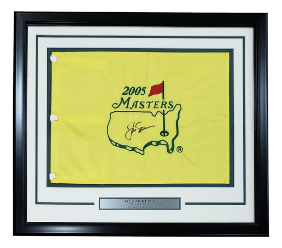 Jack Nicklaus Signed Framed Masters Golf Flag BAS AC22576