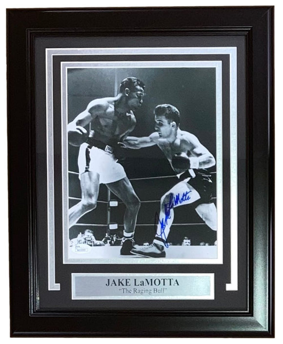 Jake LaMotta Signed Framed 8x10 Boxing Photo JSA