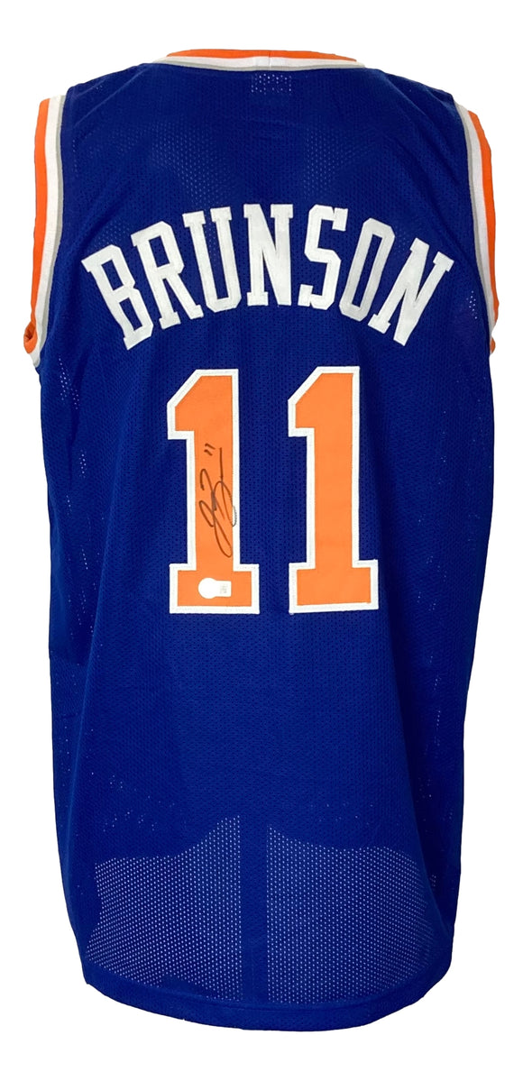 Jalen Brunson Signed Custom Blue Pro-Style Basketball Jersey BAS ITP