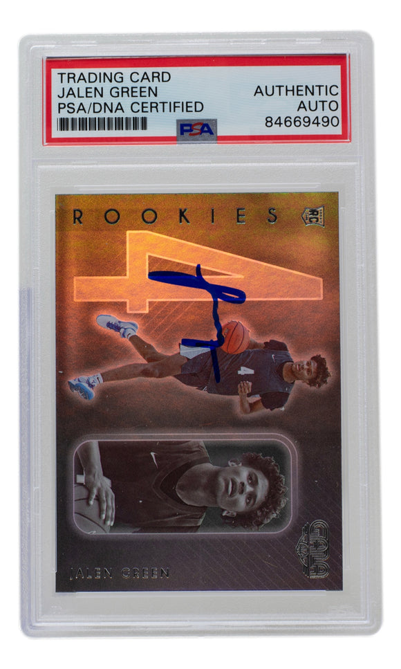 Jalen Green Signed Rockets 2021 Panini Chronicles Gala Rookie Card #184 PSA/DNA Sports Integrity