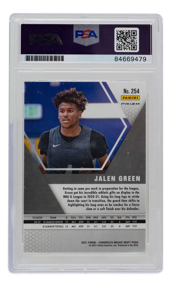 Jalen Green Signed Rockets 2021 Mosaic Bronze Rookie Card #254 PSA