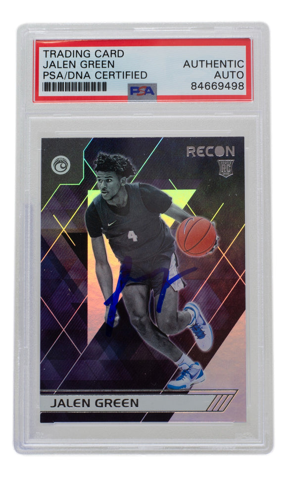 Jalen Green Signed Houston Rockets 2021 Panini Recon Rookie Card #124 PSA/DNA Sports Integrity