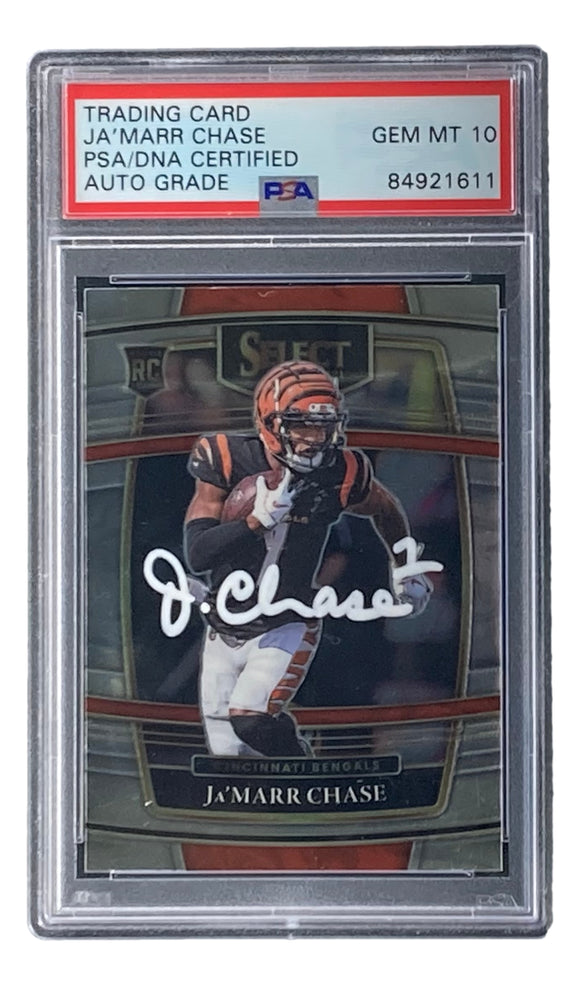 Ja'Marr Chase Signed Bengals 2021 Panini Select #47 Rookie Card PSA Gem MT 10