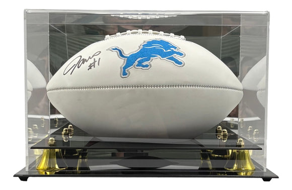 Jameson Williams Signed Detroit Lions Logo Football BAS ITP w/ Case