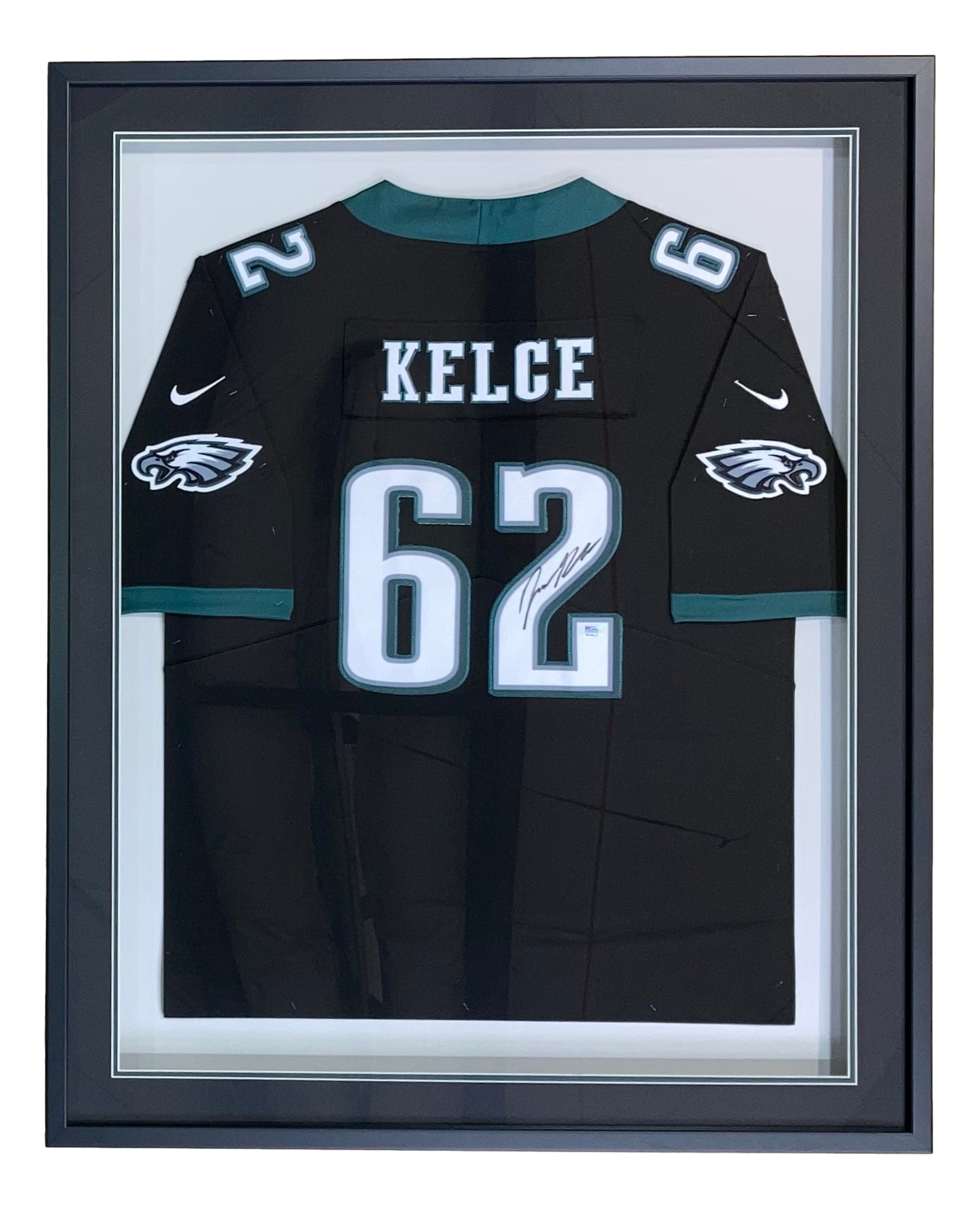 Jason Kelce Signed Framed Philadelphia Eagles Black Nike Football
