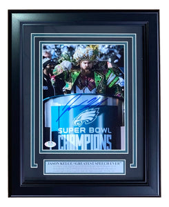 Jason Kelce Signed Framed 8x10 Eagles Super Bowl 52 Parade Speech PSA ITP