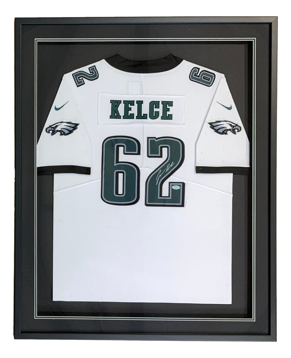 Jason Kelce Signed Framed Philadelphia Eagles White Football Jersey PSA ITP