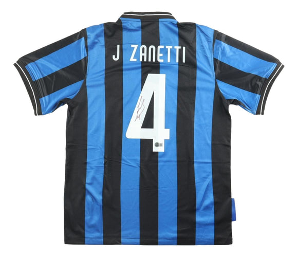 Javier Zanetti Signed Inter Milan Blue Nike Soccer Jersey BAS