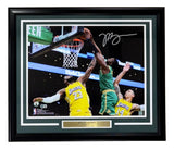 Jaylen Brown Signed Framed 16x20 Boston Celtics Dunk On Lebron James Photo BAS