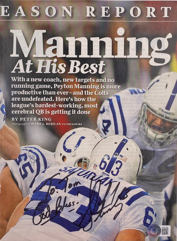 Jeff Saturday Signed Indianapolis Colts Magazine Page BAS BH71196