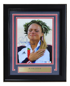 Jennie Finch Signed Framed 8x10 USA Softball Photo 04 Gold Inscribed PSA/DNA