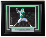 Sports Integrity’s framed 8x10 Super Bowl 59 Eagles spotlight photo features Jeremiah Trotter Jr., #54, in action. Includes his autograph and JSA certification.