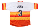 Jeremy Pena Houston Signed Throwback White Baseball Jersey BAS