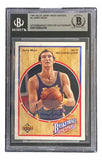 The Jerry West Signed 1991-92 UD Heroes #4 Lakers Trading Card by Sports Integrity features West holding a basketball in uniform, is graded and encased, autographed, and labeled NBA Scoring Leader 1969-70.