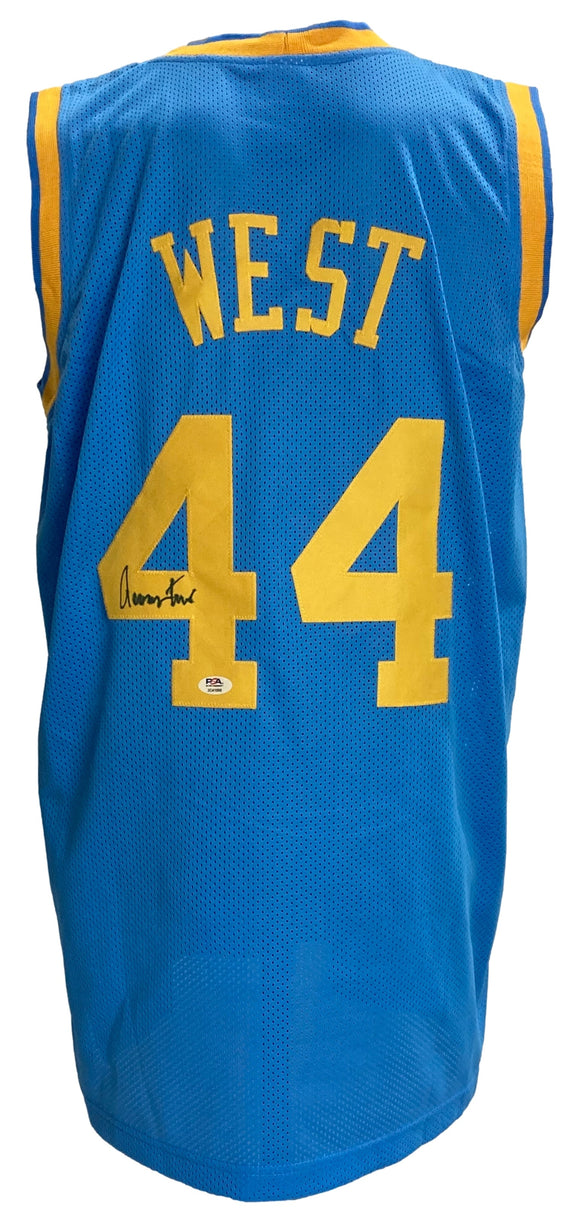 Jerry West Autographed Los Angeles Lakers Blue M&N Swingman Jersey  Inscribed The Logo