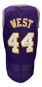Jerry West Signed Los Angeles Purple Basketball Jersey 2 PSA ITP Sports Integrity