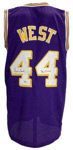 Jerry West Signed Purple Basketball Jersey Mr Clutch Inscribed PSA ITP