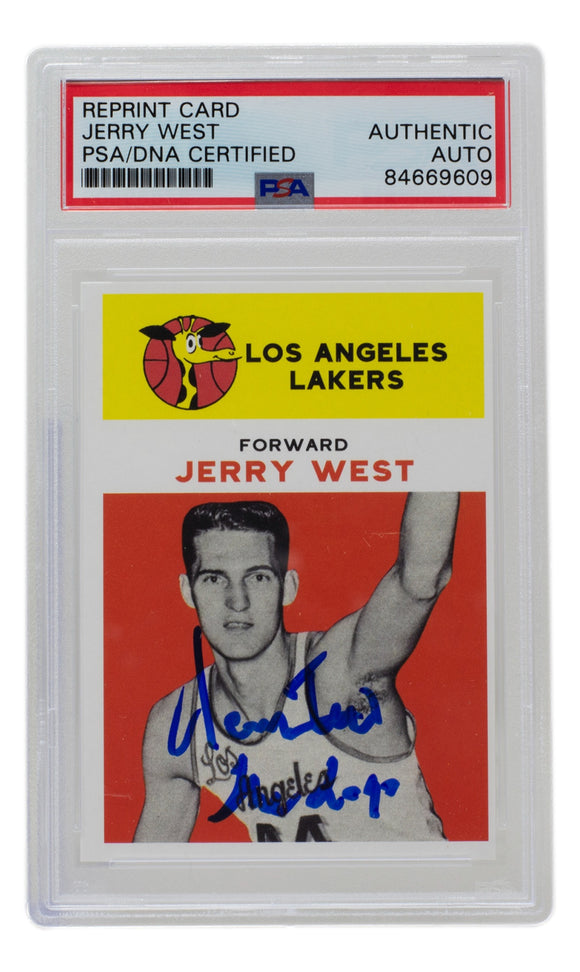 Jerry West Autographed Los Angeles Lakers M&N Authentic Jersey Inscribed  with Career Stats