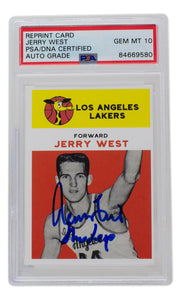 Jerry West Signed Lakers Reprint 1961 Fleer Rookie Card #43 The Logo PSA 10
