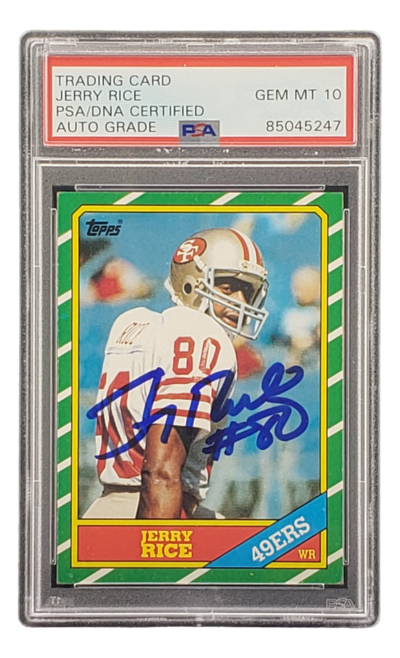 Jerry Rice Signed 1986 Topps #161 San Francisco 49ers Rookie Card PSA Gem MT 10
