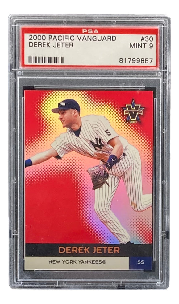 Derek Jeter Slabbed New York Yankees 2000 Pacific Vanguard #30 Card PSA/DNA Mint 9 Sports Integrity