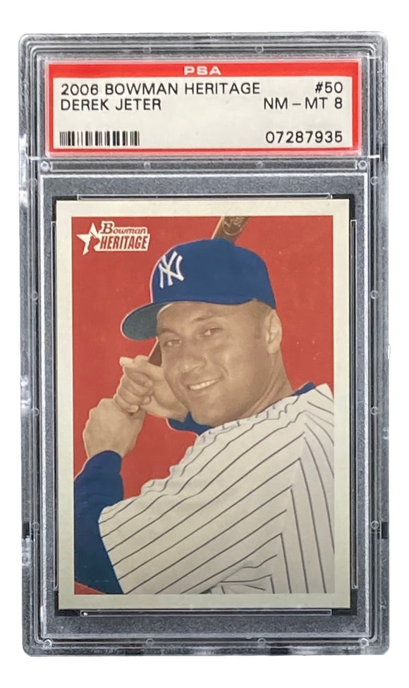 Derek Jeter Slabbed New York Yankees 2006 Bowman Heritage #50 Card PSA/DNA NM-MT 8 Sports Integrity
