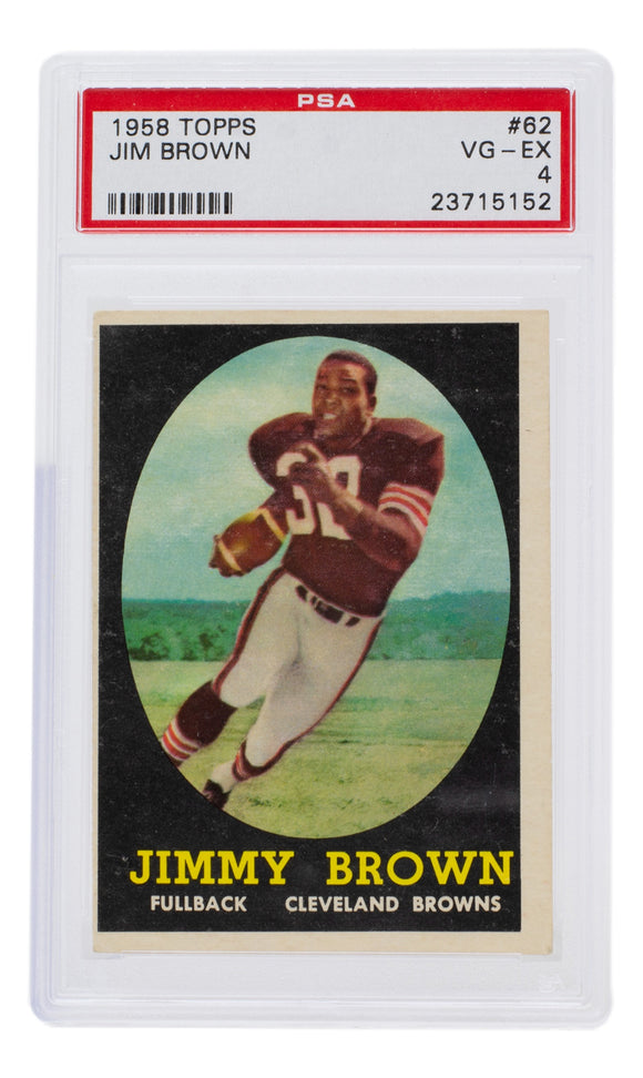 Jim Brown 1958 Topps Rookie Card Cleveland Browns #62 PSA VG EX 4
