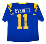 Jim Everett Los Angeles Signed Blue Football Jersey JSA QR